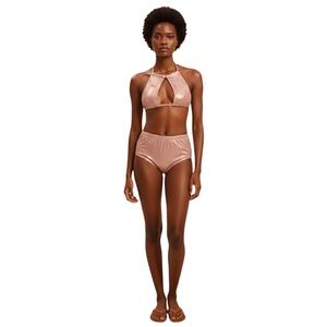 Shiny Bronze Camouflage Two-Piece Swimsuit